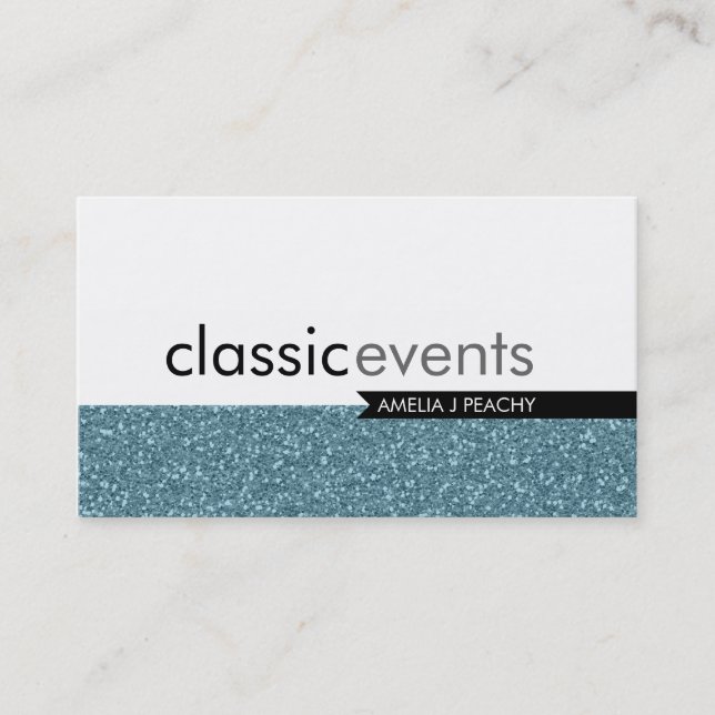 SMART BUSINESS CARD simple glittery blue texture (Front)