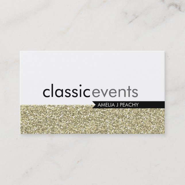 SMART BUSINESS CARD simple glittery effect gold (Front)