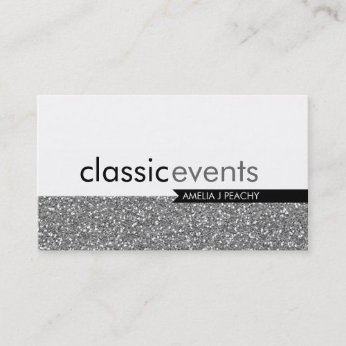 SMART BUSINESS CARD simple glittery effect silver