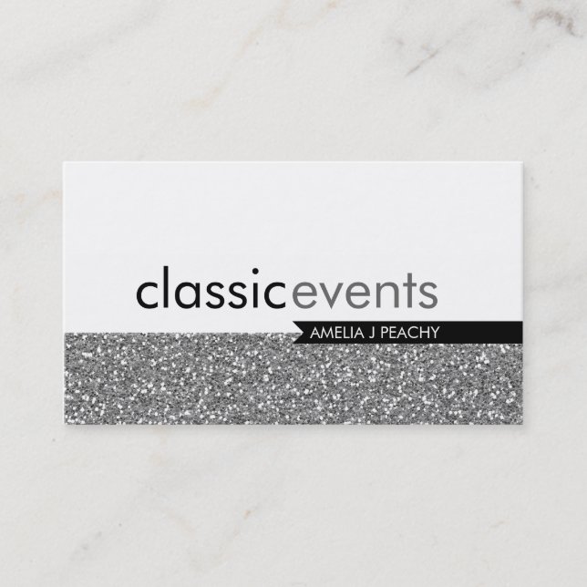 SMART BUSINESS CARD simple glittery effect silver (Front)