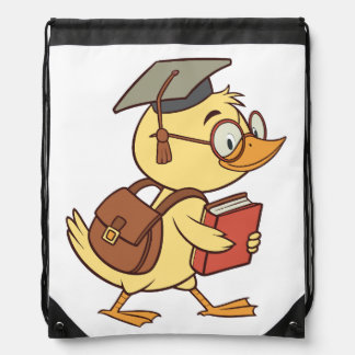 Smart Cartoon Duck Student Graduation Drawstring Bag