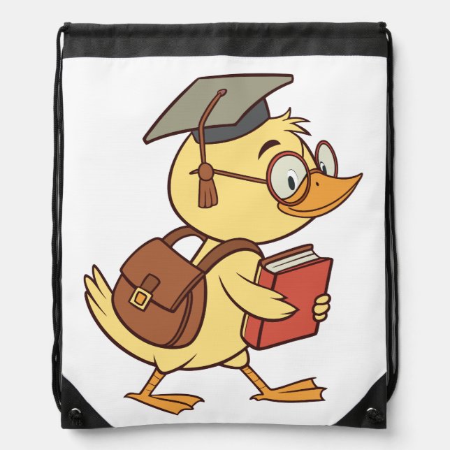 Smart Cartoon Duck Student Graduation Drawstring Bag (Front)