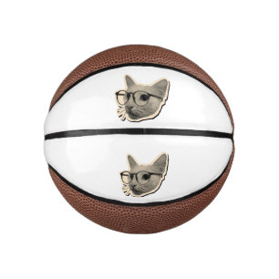 "Smart Cat Design with Glasses Mini Basketball