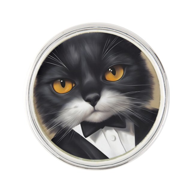 Smart Cat Lapel Pin (Front)