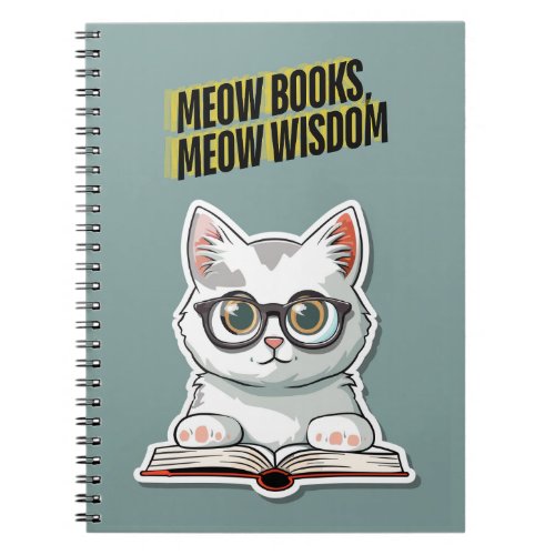 Smart Cat Reading Pun Notebook