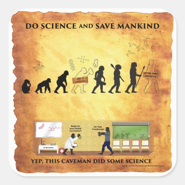 Smart Caveman: Do Science and Save Mankind Sticker (Front)