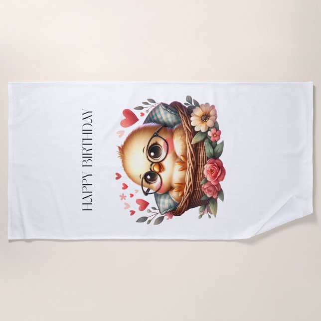 Smart Chick Birthday Beach Towel (Front)