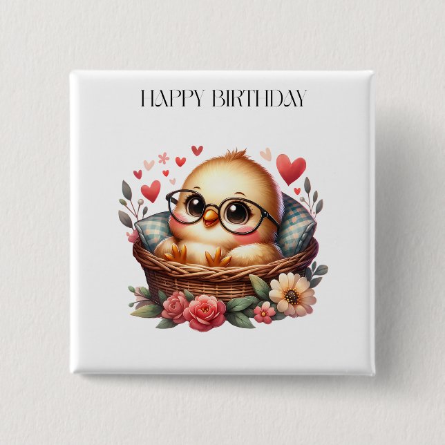 Smart Chick Birthday Button (Front)