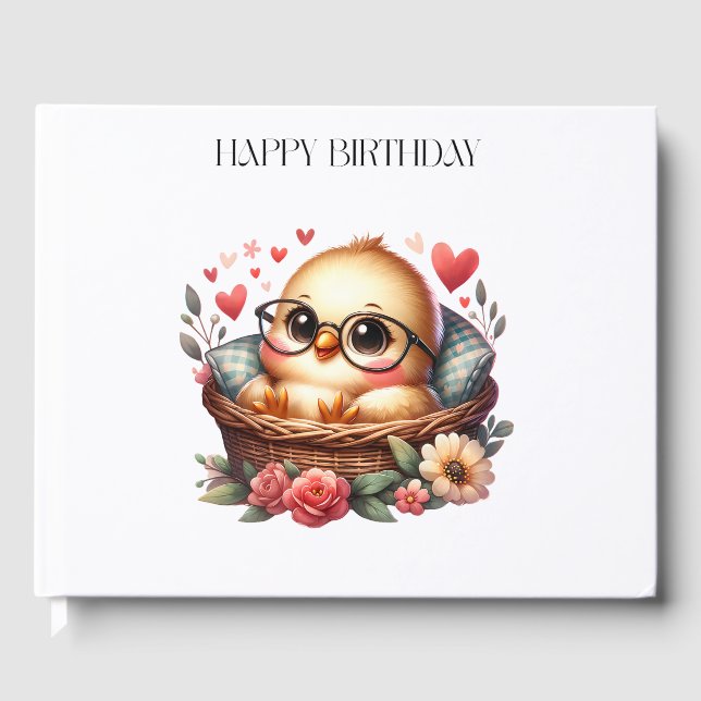Smart Chick Birthday Guest Book (Front)