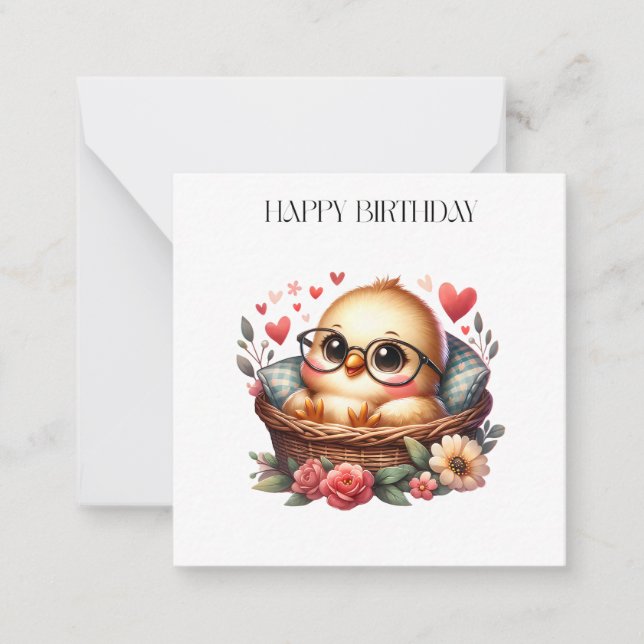 Smart Chick Birthday Note Card (Front)