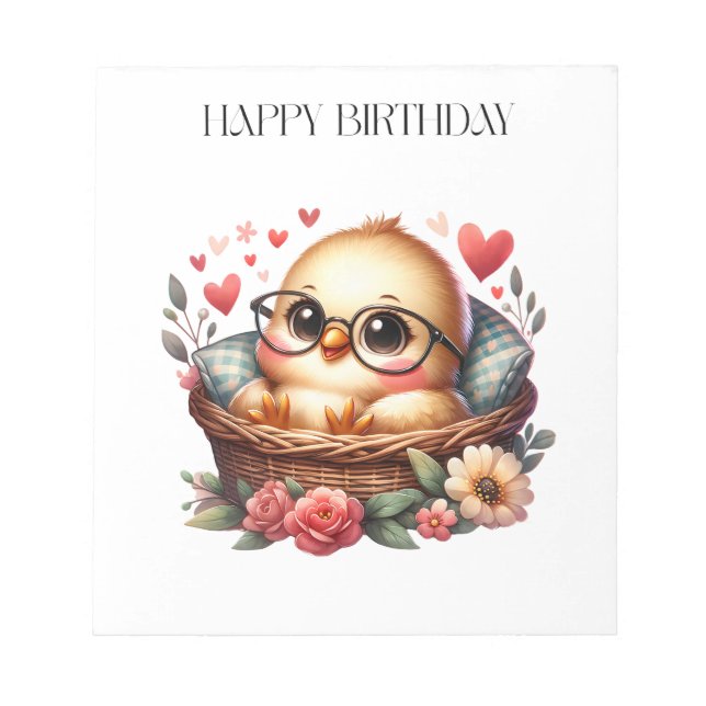 Smart Chick Birthday Notepad (Front)