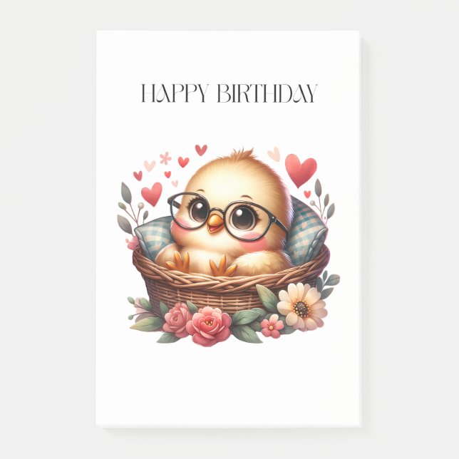 Smart Chick Birthday Post-it Notes (Front)