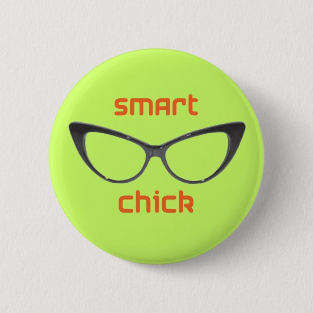 Smart Chick Geek Eyeglasses Button (Front)
