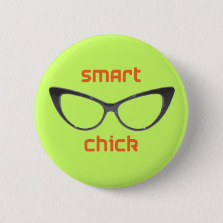 Smart Chick Geek Eyeglasses Button