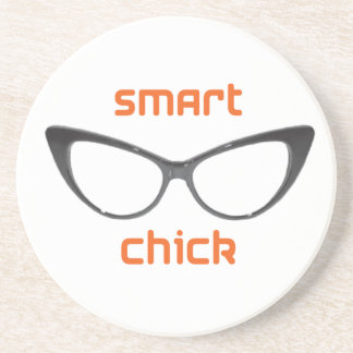 Smart Chick Geek Eyeglasses Drink Coaster