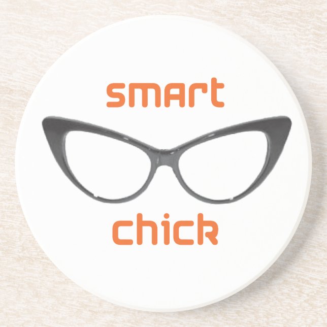 Smart Chick Geek Eyeglasses Drink Coaster (Front)