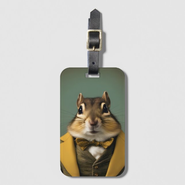 Smart Chipmunk Luggage Tag (Front Vertical)