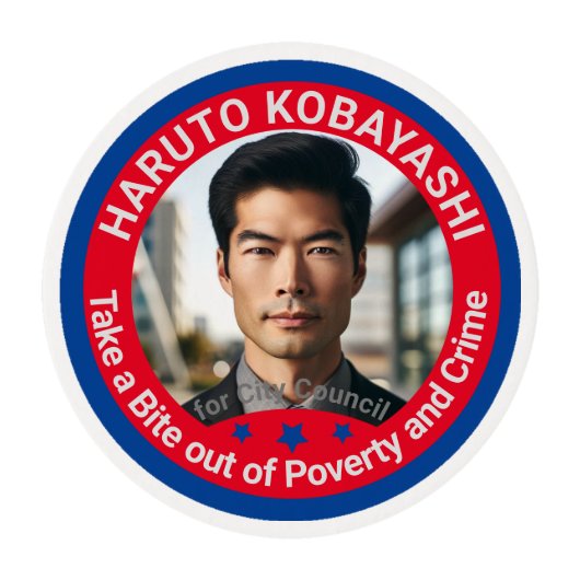 Smart City Council Election Custom Photo Campaign Edible Frosting Rounds (Front)