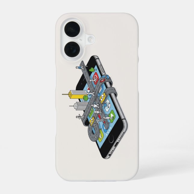 Smart City on a Smartphone Iphone 16 Case (Back)