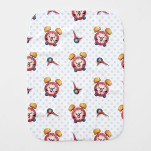 Smart Clock Collection - Blue Baby Burp Cloth