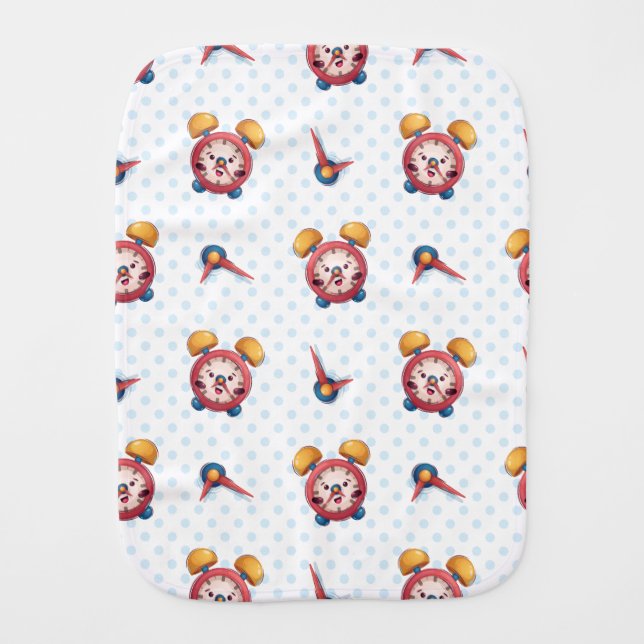 Smart Clock Collection - Blue Baby Burp Cloth (Front)