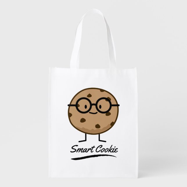 Smart Cookie Chocolate Chip Cookies Glasses Reusable Grocery Bag (Front)