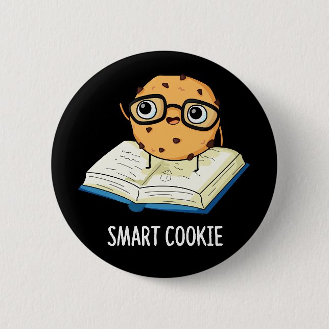 Smart Cookie Funny Snack Pun Dark BG Button (Front)
