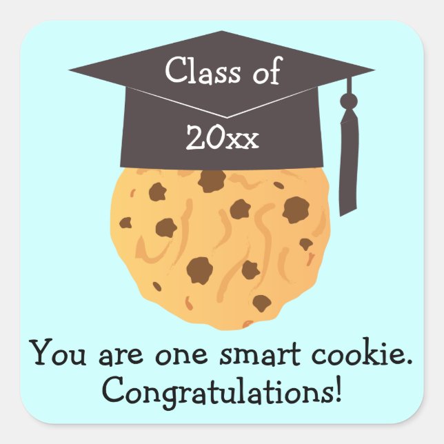 Smart Cookie Graduation Favors Square Sticker (Front)