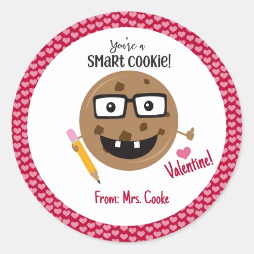 Smart Cookie Nerd Classroom Teacher Kids Cute Classic Round Sticker