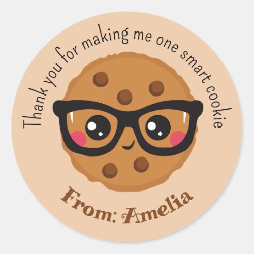 Smart Cookie Personalized Teacher Gifts Classic Round Sticker