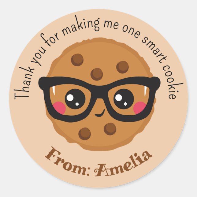 Smart Cookie Personalized Teacher Gifts Classic Round Sticker (Front)