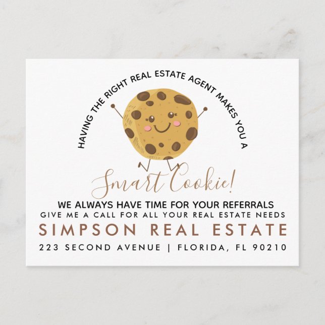 Smart Cookie Real Estate client referral Announcement Postcard (Front)