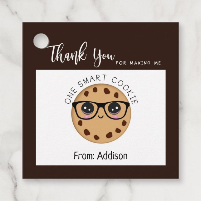 Smart Cookie Teacher Thank You Appreciation Gift Favor Tags (Front)