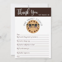 Smart Cookie Teacher Thank You Letter Card