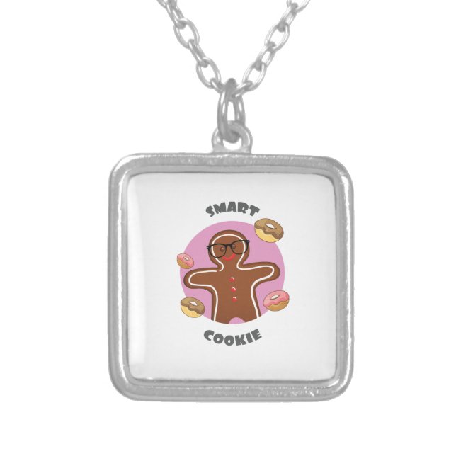 Smart Cookie with Treats Silver Plated Necklace (Front)