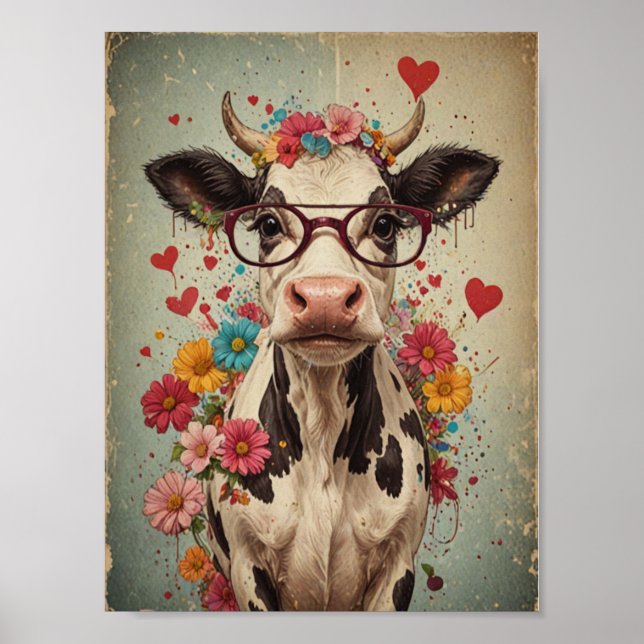 Smart cow vintage poster (Front)
