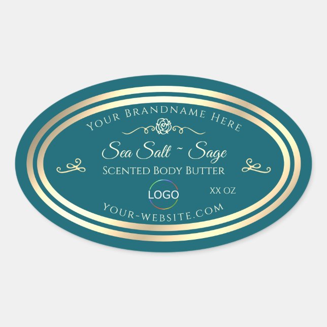 Smart Dark Teal Product Label Gold Frame with Logo (Front)