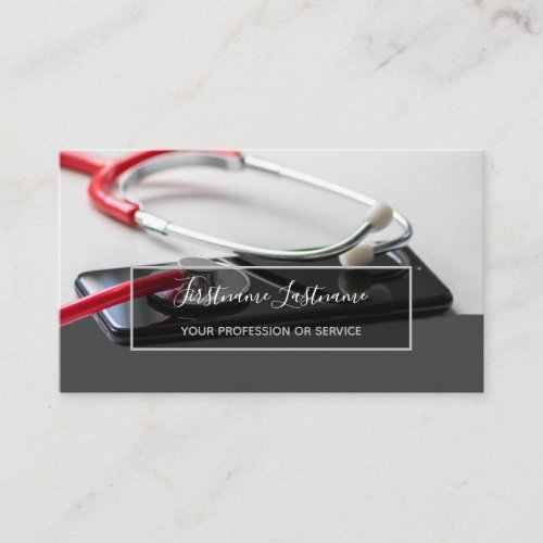 Smart doctor with digital Smartphone Stethoscope B Business Card