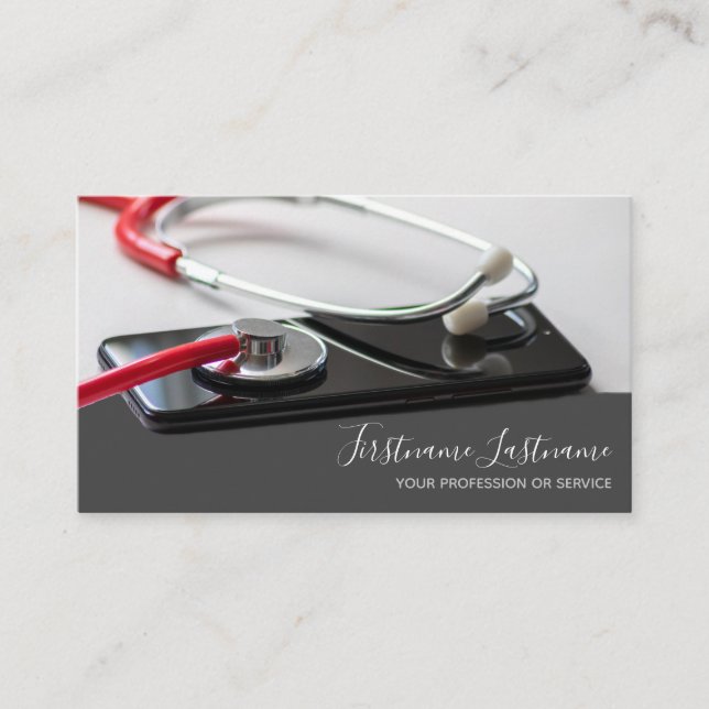 Smart doctor with digital Smartphone Stethoscope Business Card (Front)