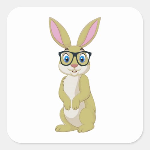 Smart easter bunny with glasses square sticker