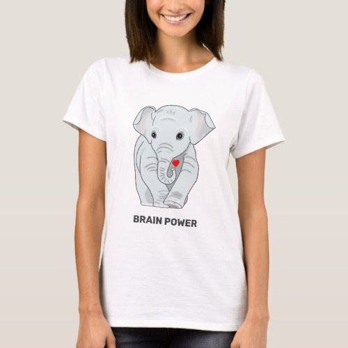 Smart Elephant Holding a Heart  T_Shirt