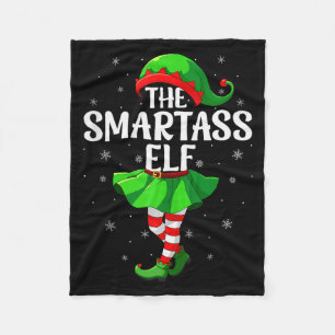 Smart Elf Christmas Girls Women Elf Squad Xmas Fam Fleece Blanket