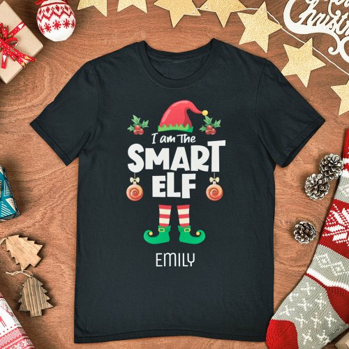 Smart elf family matching christmas name T_Shirt