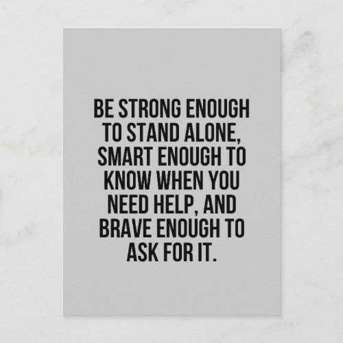 SMART ENOUGH BRAVE STAND ALONE ACCEPTING HELP MOTI POSTCARD