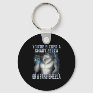 Smart Fella Alpha Wolf Meme Funny Werewolf Cursed Keychain