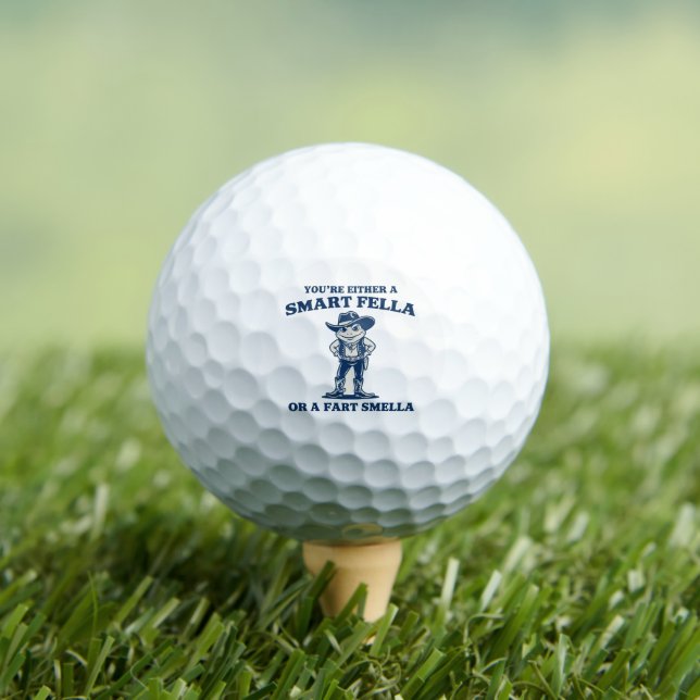 Smart Fella or Fart Smella Retro Frog Meme Funny Golf Balls (Insitu Tee)