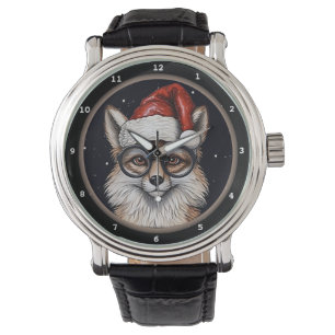 Smart Fox Christmas Hat Image Watch
