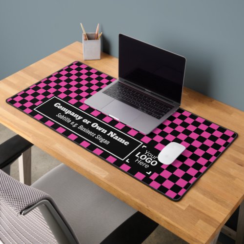 Smart Fuchsia Check Professional Business Branded Desk Mat