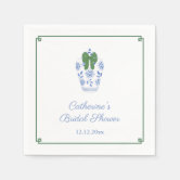 Watercolor Ginger Jar Monogram Wedding Crest Napkins