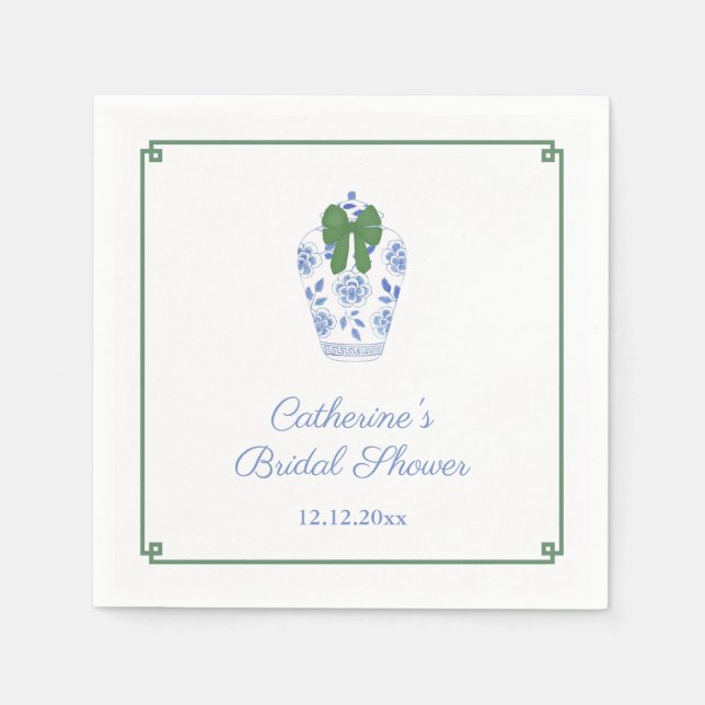 Smart Ginger Jar Christmas Bridal Shower Party Napkins (Front)